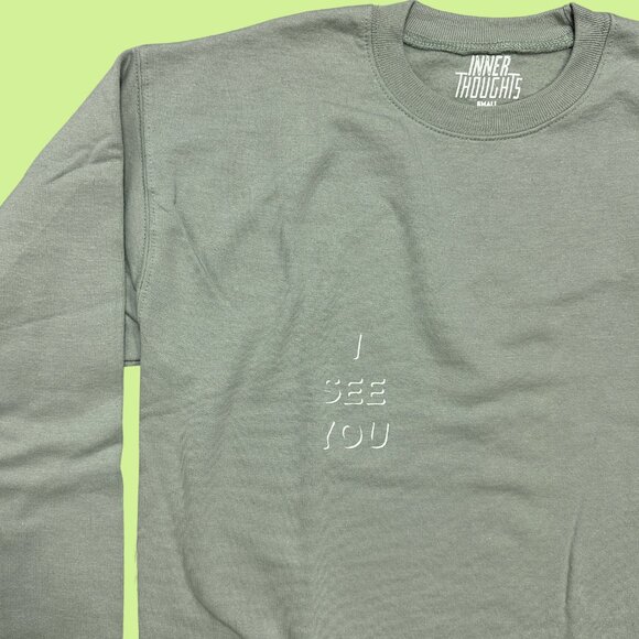 Inner Thoughts Sage Green "I See You" Crewneck Sweatshirt - Picture 2 of 4